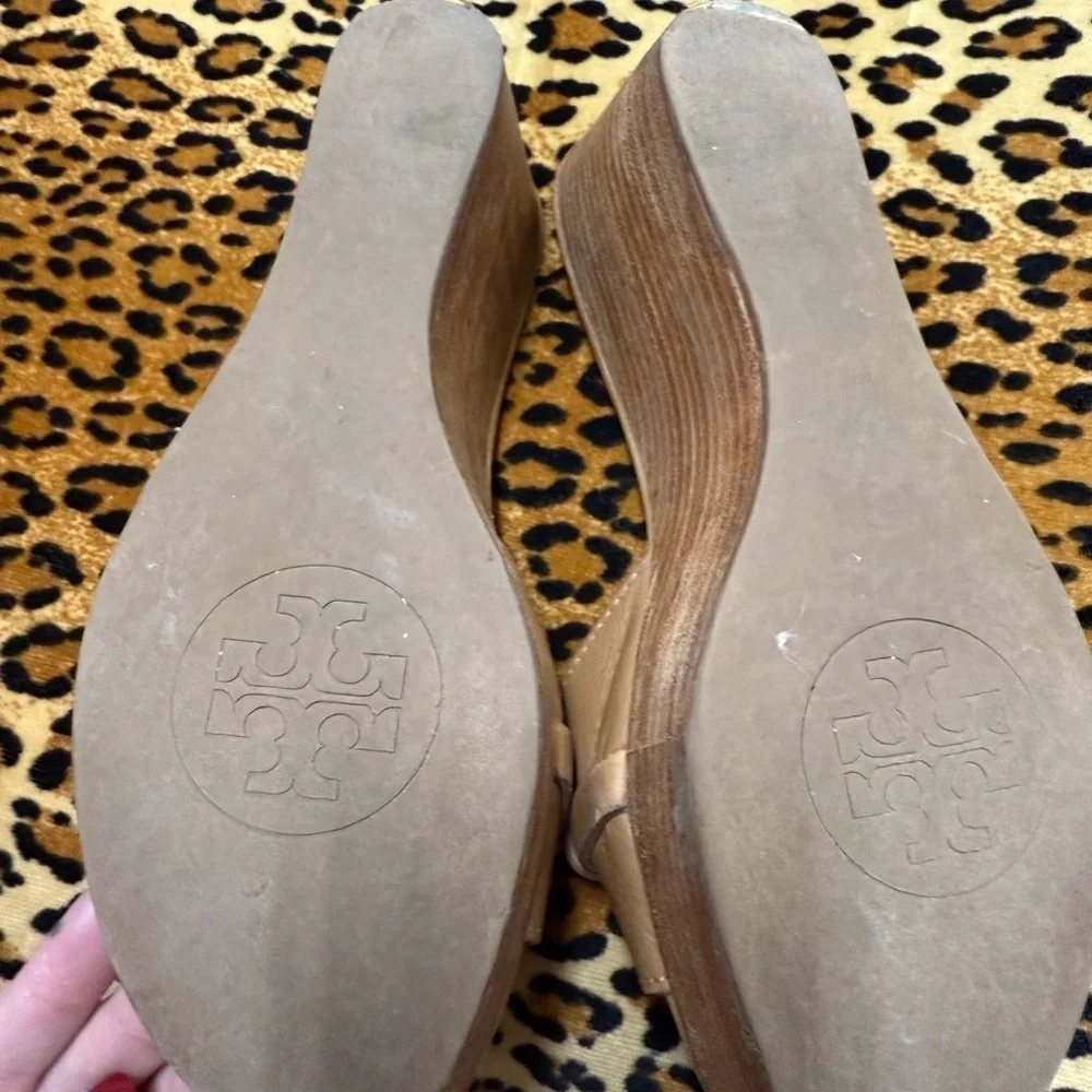 Tory Burch Tan Leather Slide Sandals